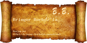 Brieger Borbála névjegykártya